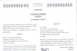 Cantos de tierra  [artículo] José Carrión Canales.
