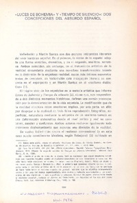 "Luces de bohemia" y "tiempos de silencio" : dos concepciones del absurdo español [artículo] José Ortega.