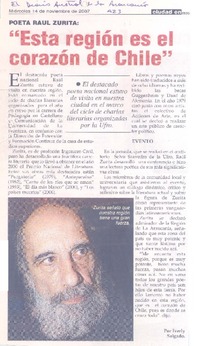 "Esta región es el corazón de Chile"  [artículo] Iverly Salgado.