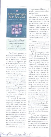 Antropología de lo barrial  [artículo].