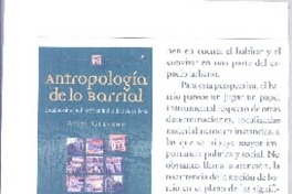 Antropología de lo barrial  [artículo].