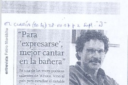 "Para 'expresarse' mejor cantar en la bañera" (entrevista)  [artículo] Rodolfo Edwards.