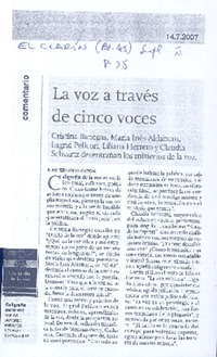 La voz a través de cinco voces  [artículo] Juan Fernando García.