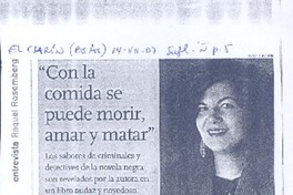 "Con la comida se puede morir, amar o matar" (entrevista)  [artículo] Juan Carlos Anton.