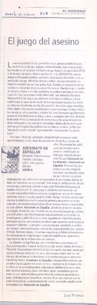 El juego del asesino  [artículo] José Promis.