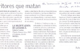 Escritores que matan  [artículo] Roberto Fuentes.