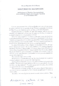Discurso de recepción  [artículo] Oscar Pinochet de la Barra.