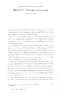 Memento en el día del idioma  [artículo] Juan Antonio Massone del Campo.