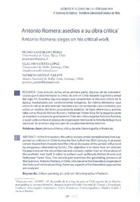 Antonio Romera: asedios a su obra crítica  [artículo] Pedro Zamorano Pérez, Claudio Cortés López <y> Patricio Muñoz Zárate.