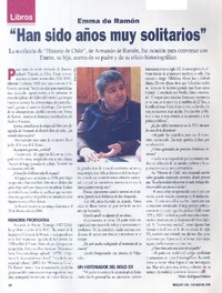 "Han sido años muy solitarios" [entrevista]  [artículo] Mario Rodríguez Órdenes.