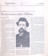Reacciones sobre Bilbao  [artículo] Miguel Orellana Benado.
