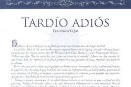 Tardío adiós  [artículo] Francisco Véjar.