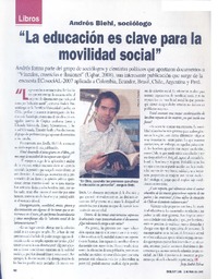 "La educación es clave para la movilidad social" (entrevista)  [artículo] Jorge Andrés Palma.