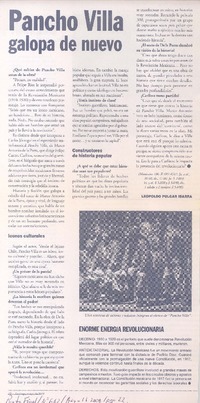 Pancho Villa galopa de nuevo (entrevista)  [artículo] Leopoldo Pulgar Ibarra.