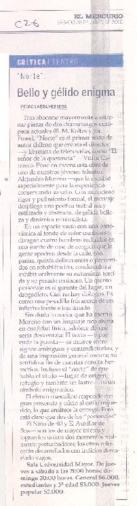 Bello y gélido enigma  [artículo] Pedro Labra Herrera.