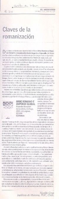 claves de la romanización  [artículo] Nicolás Cruz.