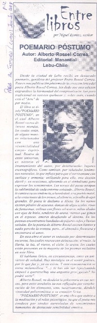 Poemario póstumo  [artículo] Miguel Ramírez.