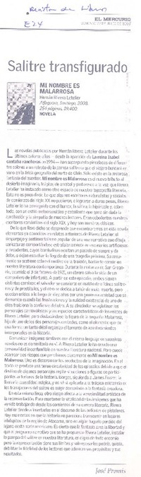 Salitre transfigurado  [artículo] José Promis.