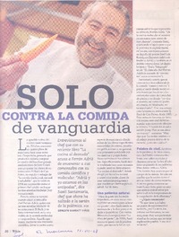 Sólo contra la comida de vanguardia  [artículo] Ernesto Garratt Viñes.