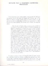 Octavio Paz y nuestros candentes mestizajes  [artículo] Manuel Andújar.