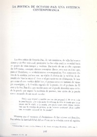 La poética de Octavio Paz: una estética contemporánea  [artículo] Gustavo V. Segade.