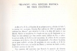 "Blanco"; una síntesis poética de tres culturas  [artículo] Joseph A. Feustle, Jr.