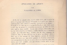 Evocación de Azorín  [artículo] Guilermo de Torre.