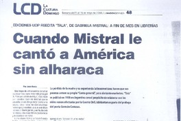 Cuando Mistral le cantó a América sin alharaca  [artículo] Javier García.