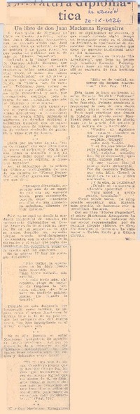 Un libro de don Juan Mackenna Eyzaguirre  [artículo] W.