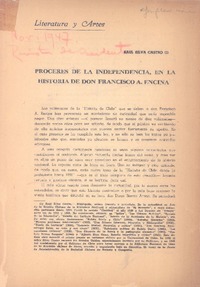 Próceres de la independencia, en la historia de Don Francisco A. Encina  [artículo] Raúl Silva Castro.