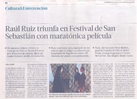 Raúl Ruiz triunfa en Festival de San Sebastián con maratónica película  [artículo] Jorge Letelier.