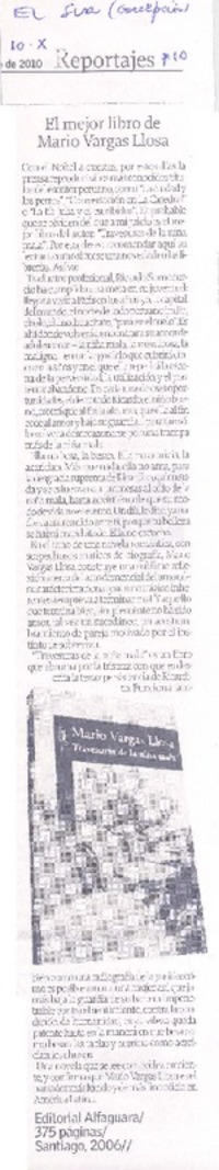 El Mejor libro de Mario Vargas Llosa  [artículo].