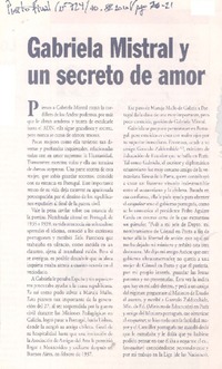 Gabriela Mistral y un secreto de amor  [artículo] Virginia Vidal.