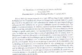 Gramática y cultura en La lengua mapuche en el siglo 21  [artículo] Rodrigo Moulian T.