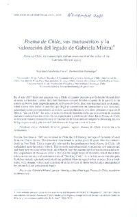 Poema de Chile, sus manuscritos y la valoración del legado de Gabriela Mistral  [artículo] Soledad Falabella Luco <y> Bernardita Domange.