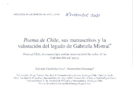 Poema de Chile, sus manuscritos y la valoración del legado de Gabriela Mistral  [artículo] Soledad Falabella Luco <y> Bernardita Domange.
