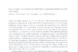 Vasco Castillo : La creación de la República : la filosofía pública en Chile 1810-1830 [artículo] Gabriel Cid.