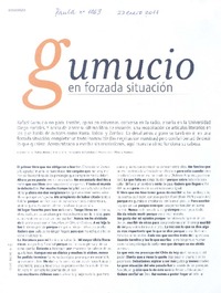 Gumucio en forzada situación (entrevista)  [artículo] Sofía Aldea.