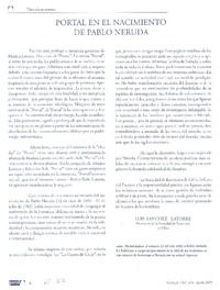 Portal en el nacimiento de Pablo Neruda  [artículo] Luis Sánchez Latorre.