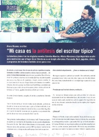 "Mi casa en la antítesis del escritor típico" [entrevista]  [artículo] Andrés Muñoz A.