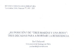 ¿Reposición? de "Tres marías y una rosa"  [artículo] Yael Zaliasnik.