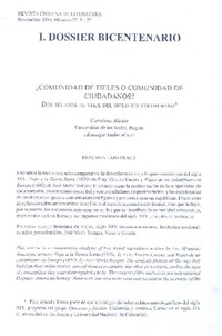 ¿Comunidad de fieles o comunidad de cuidadanos?  [artículo] Carolina alzate.