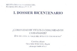 ¿Comunidad de fieles o comunidad de cuidadanos?  [artículo] Carolina alzate.