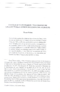 La ciudad y los perros, testimonio de una lectura y otros sucesos colaterales  [artículo] Óscar Hahn.