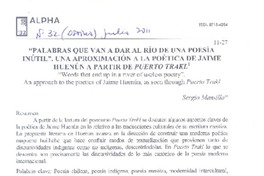 Palabras que van a dar al río de una poesía inútil  [artículo] Sergio Mansilla.