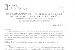 Dónde estás Constanza (1980) de José Luis Rosasco : alegorías refundacionales de la Nación [artículo] Mario Lillo C.
