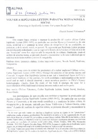 Volver a Sepúlveda Leyton : para una nueva novela social [artículo] Daniel Noemi Voionmaa.