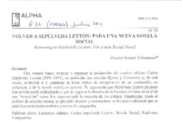 Volver a Sepúlveda Leyton : para una nueva novela social [artículo] Daniel Noemi Voionmaa.