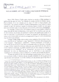 Notas sobre Agua de nadie, cuentos de Enrique Valdés  [artículo] Eduardo Barraza.