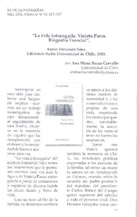 La vida intranquila  [artículo] Ana María Baeza Carvallo.